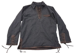 Vadmelsskjorte i 100 % ull med detaljer i smidig og slitesterkt geitskinn